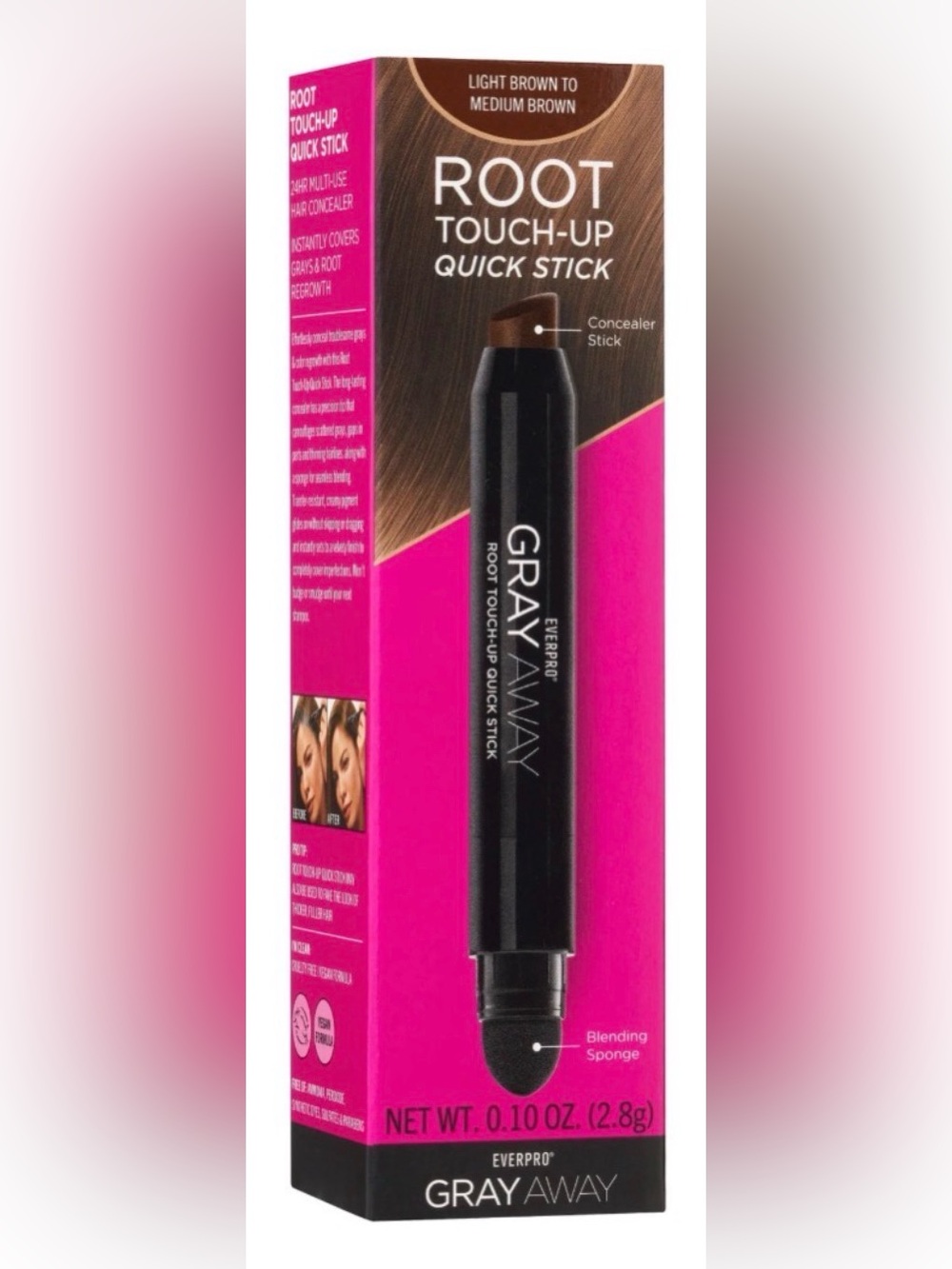 Everpro GrayAway Root Touch-Up Quick Stick, Medium/Light Brown, 0.10 oz.
